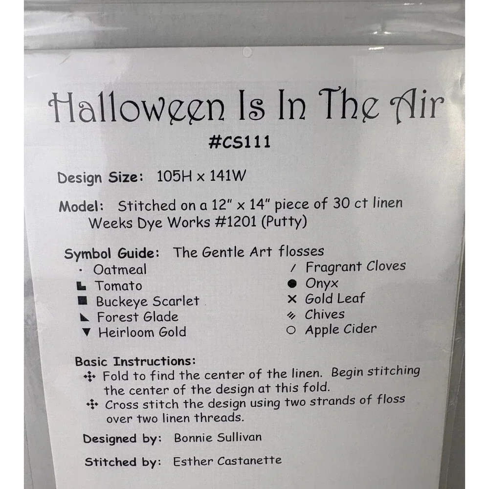 Halloween Is In The Air Cross Stitch Chart Bonnie Sullivan Folk Art CS111